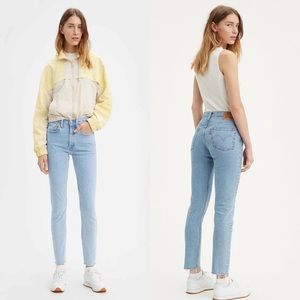 LEVI’S 501 Skinny Jeans in Tango Light Wash Button Fly High Rise Raw Hem